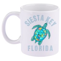 Siesta Key FL Beach Design Sea Turtle Illustration Gift 11oz C Handle Ceramic Mug