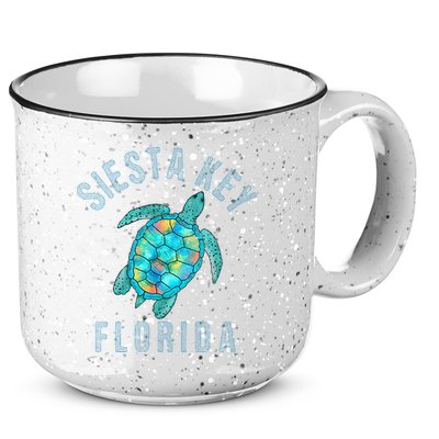 Siesta Key FL Beach Design Sea Turtle Illustration Gift 15oz Campfire Ceramic Mug