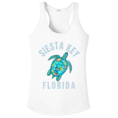 Siesta Key FL Beach Design Sea Turtle Illustration Gift Ladies PosiCharge Competitor Racerback Tank