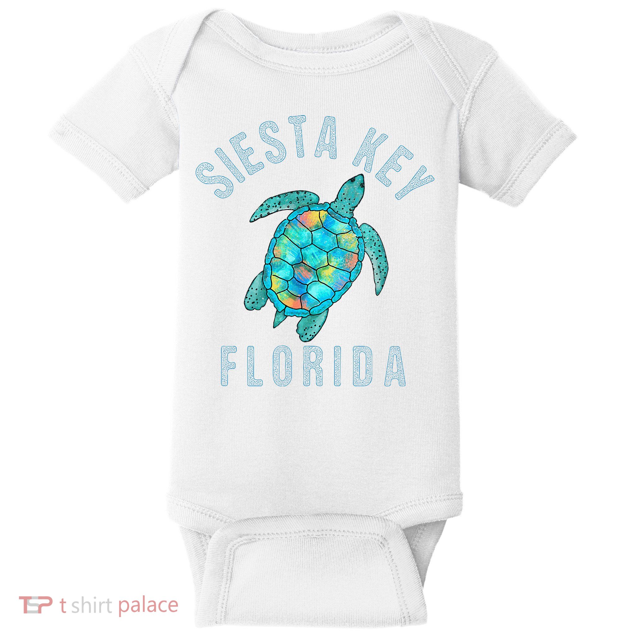 Siesta Key FL Beach Design Sea Turtle Illustration Gift Baby Bodysuit