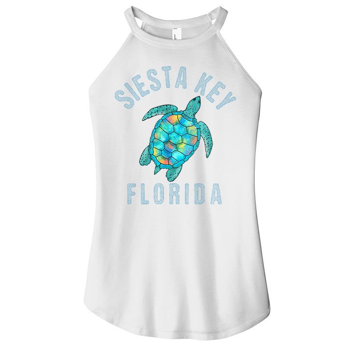 Siesta Key FL Beach Design Sea Turtle Illustration Gift Women's Perfect Tri Rocker Tank