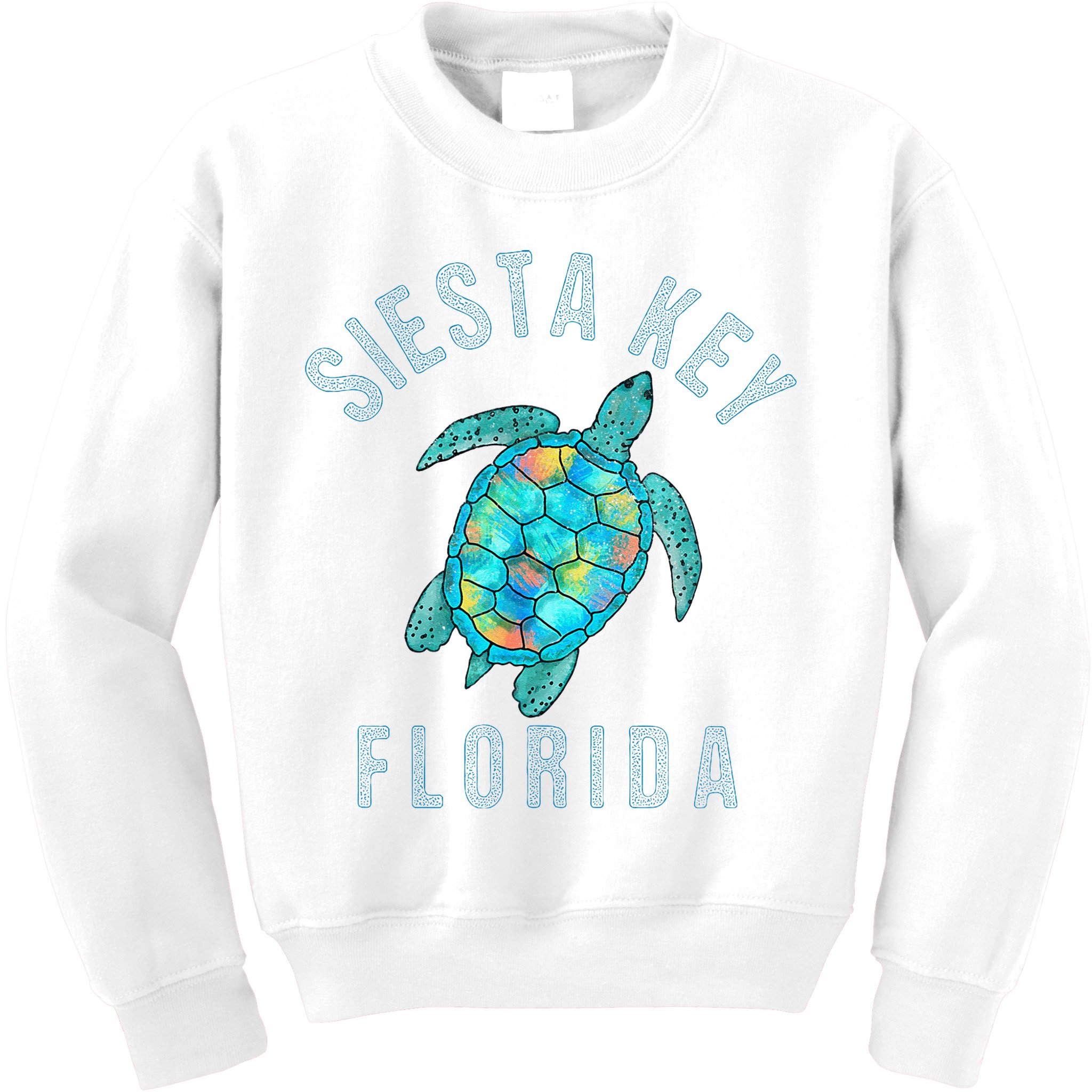 Siesta Key FL Beach Design Sea Turtle Illustration Gift Kids Sweatshirt