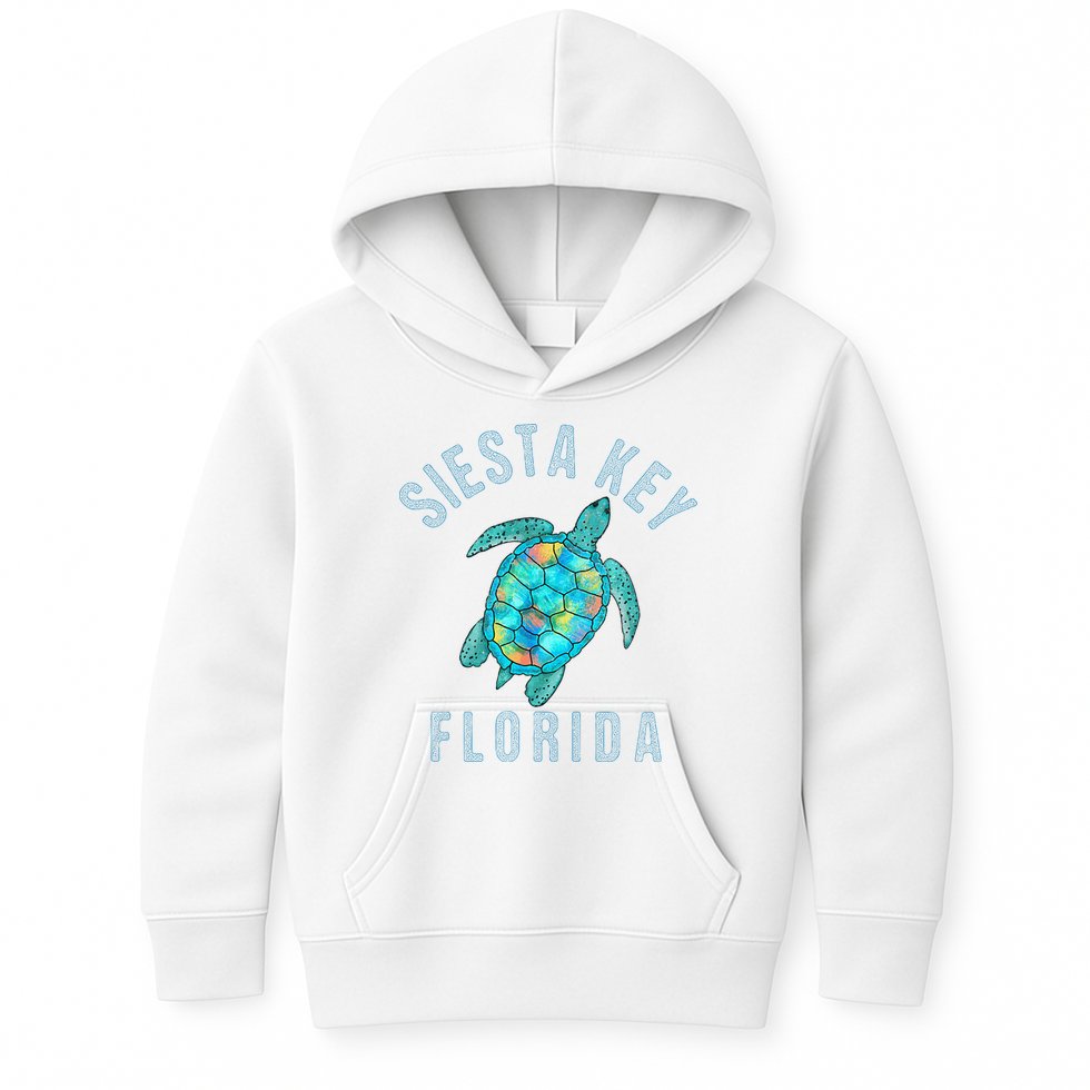 Siesta Key FL Beach Design Sea Turtle Illustration Gift Kids Hoodie