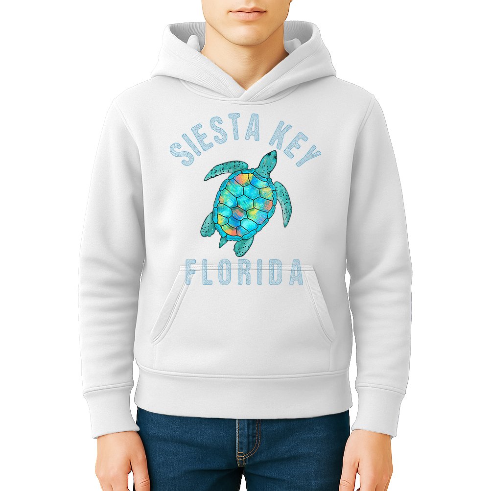 Siesta Key FL Beach Design Sea Turtle Illustration Gift Kids Hoodie