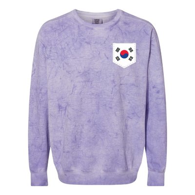 South Korea Flag With Printed South Korean Flag Pocket Colorblast Crewneck Sweatshirt