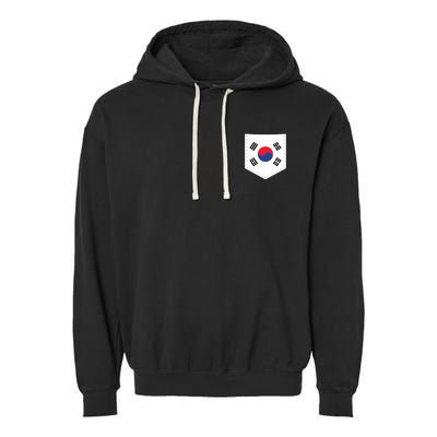 South Korea Flag With Printed South Korean Flag Pocket Garment-Dyed Fleece Hoodie