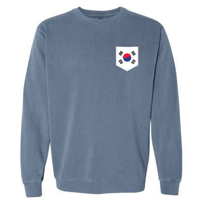 South Korea Flag With Printed South Korean Flag Pocket Garment-Dyed Sweatshirt