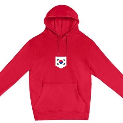 South Korea Flag With Printed South Korean Flag Pocket Premium Pullover Hoodie