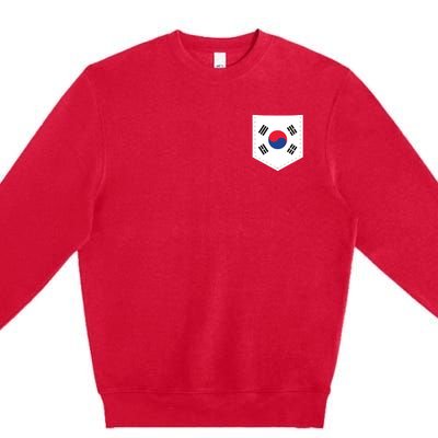 South Korea Flag With Printed South Korean Flag Pocket Premium Crewneck Sweatshirt