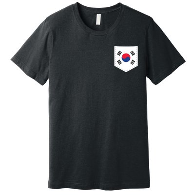 South Korea Flag With Printed South Korean Flag Pocket Premium T-Shirt