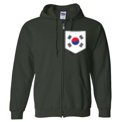 South Korea Flag With Printed South Korean Flag Pocket Full Zip Hoodie