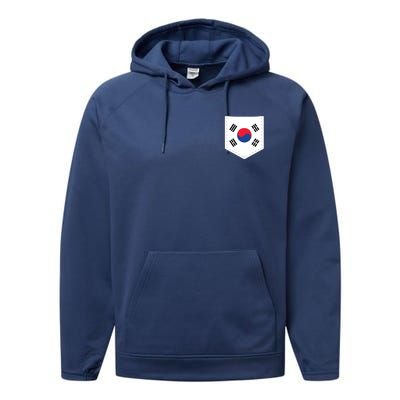 South Korea Flag With Printed South Korean Flag Pocket Performance Fleece Hoodie