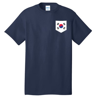 South Korea Flag With Printed South Korean Flag Pocket Tall T-Shirt