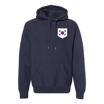 South Korea Flag With Printed South Korean Flag Pocket Premium Hoodie