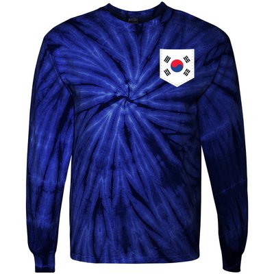 South Korea Flag With Printed South Korean Flag Pocket Tie-Dye Long Sleeve Shirt