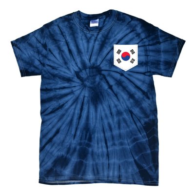 South Korea Flag With Printed South Korean Flag Pocket Tie-Dye T-Shirt