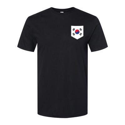 South Korea Flag With Printed South Korean Flag Pocket Softstyle CVC T-Shirt