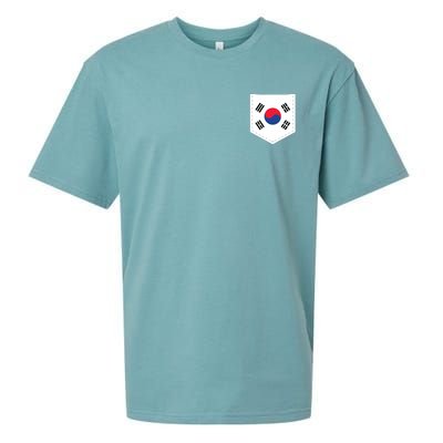 South Korea Flag With Printed South Korean Flag Pocket Sueded Cloud Jersey T-Shirt