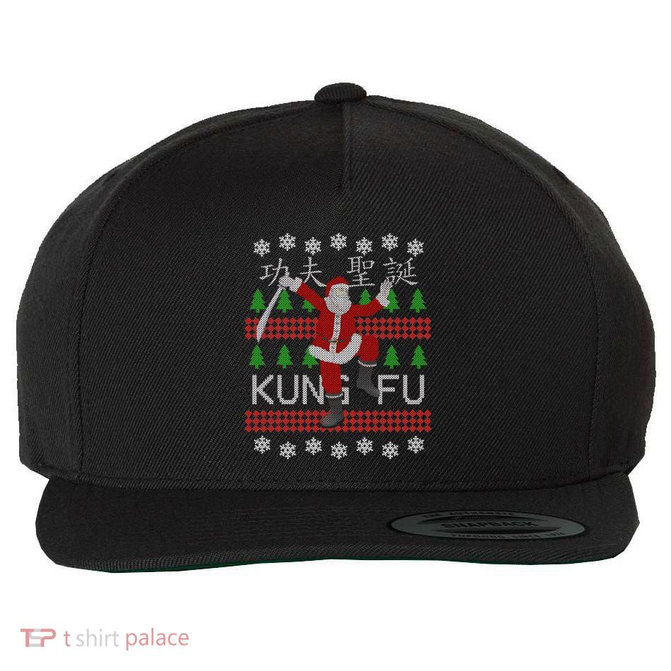 Santa Kung Fu Flick Ugly Christmas Gift Art Kung Fu Santa Gift Wool Snapback Cap