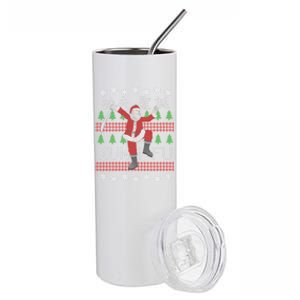 Santa Kung Fu Flick Ugly Christmas Gift Art Kung Fu Santa Gift Stainless Steel Tumbler