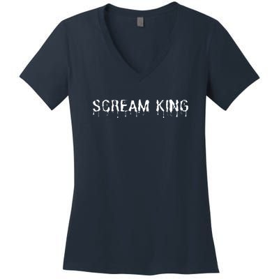 Scream King Funny Halloween Women's V-Neck T-Shirt