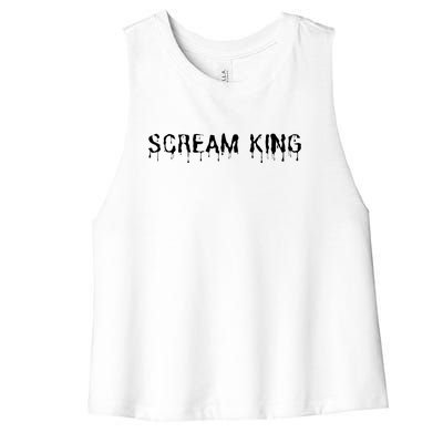 Scream King Funny Halloween Women's Racerback Cropped Tank