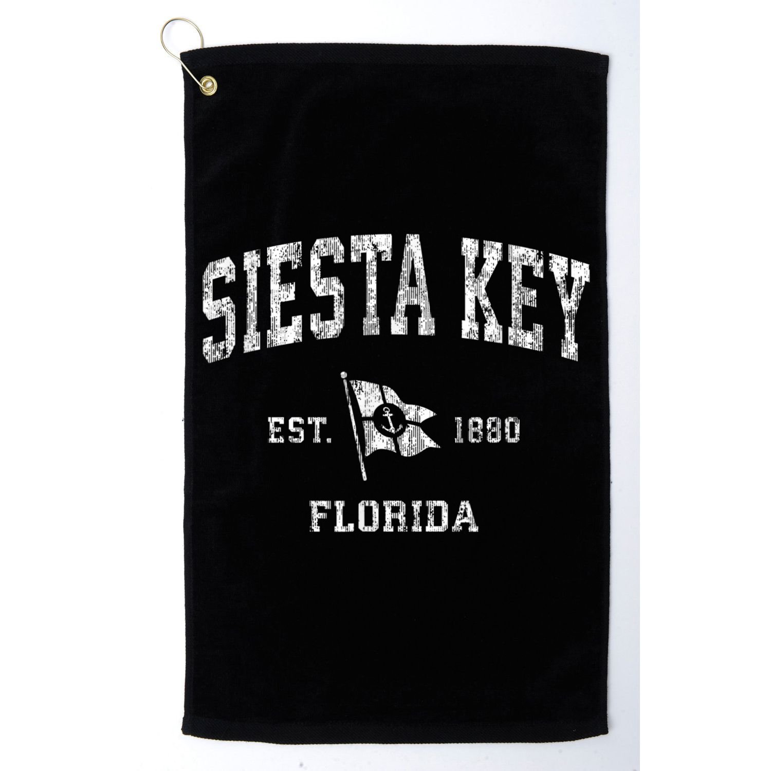 Siesta Key FL Vintage Nautical Boat Anchor Flag Sports Golf Towel