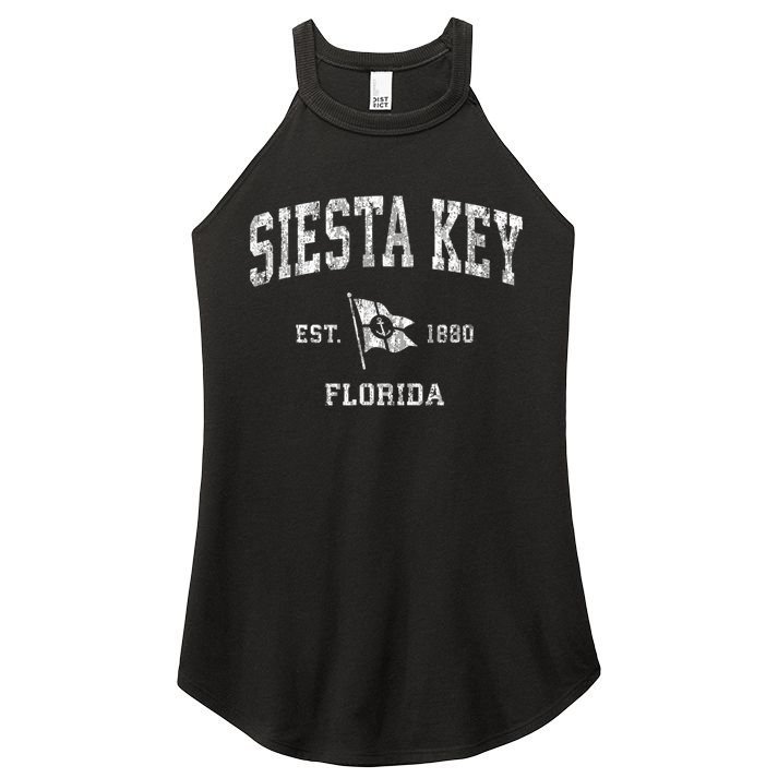 Siesta Key FL Vintage Nautical Boat Anchor Flag Sports Women's Perfect Tri Rocker Tank