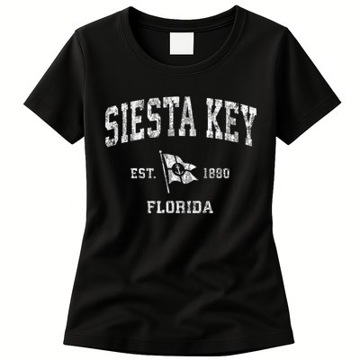 Siesta Key FL Vintage Nautical Boat Anchor Flag Sports Womens T-Shirt