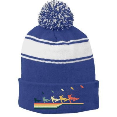 Snow Kiting Funny Gift Vintage Retro Meaningful Gift Stripe Pom Pom Beanie