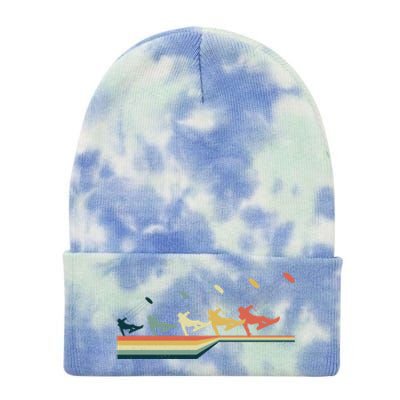 Snow Kiting Funny Gift Vintage Retro Meaningful Gift Tie Dye 12in Knit Beanie