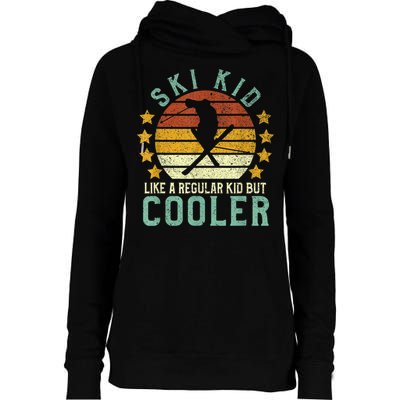 Ski Kids | Funny Young Vintage Skier Skiing Lover Gift Womens Funnel Neck Pullover Hood
