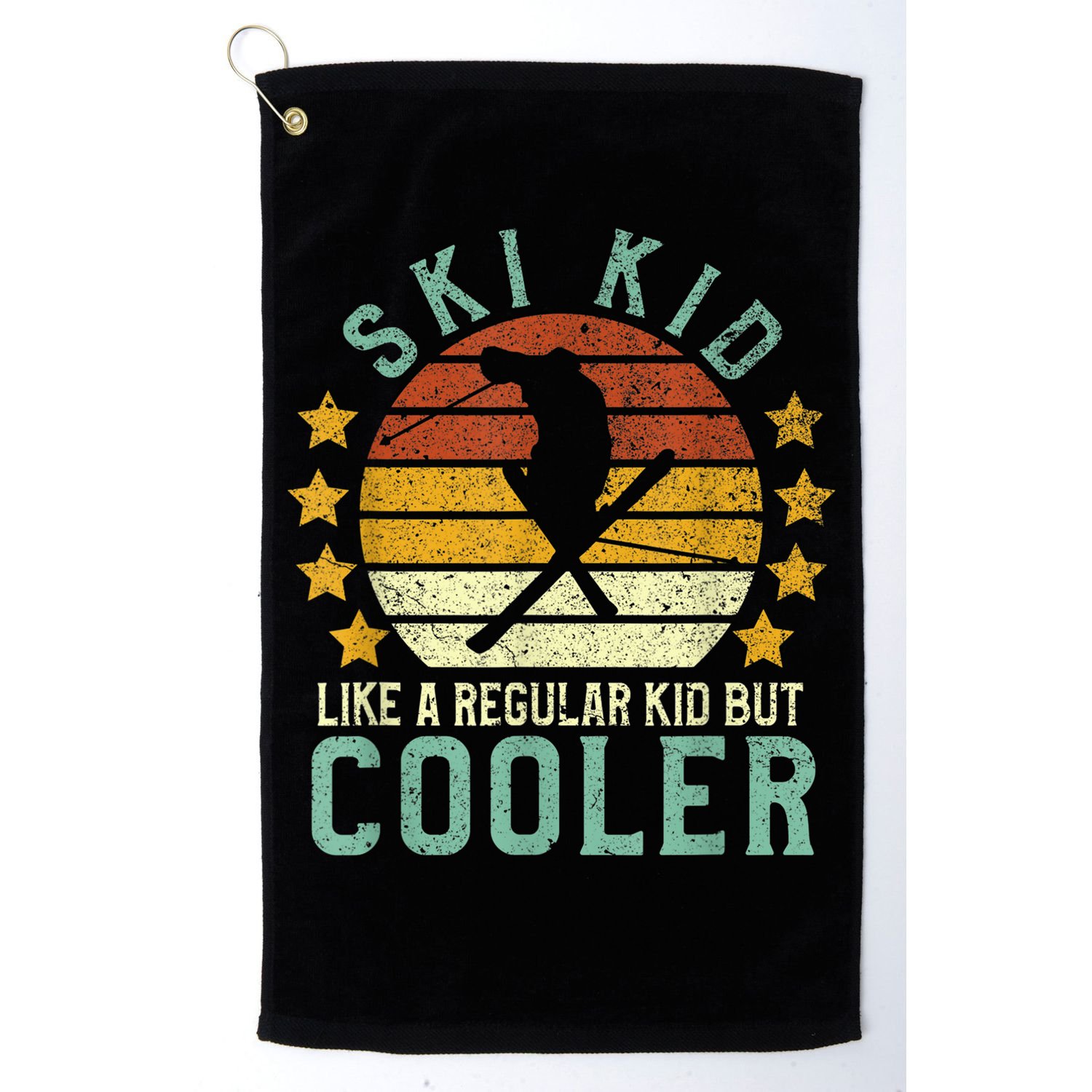 Ski Kids | Funny Young Vintage Skier Skiing Lover Gift Golf Towel
