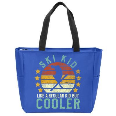 Ski Kids | Funny Young Vintage Skier Skiing Lover Gift Zip Tote Bag