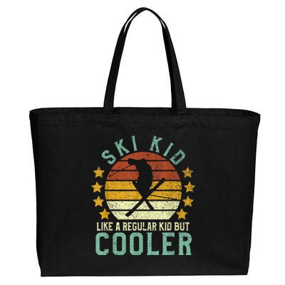 Ski Kids | Funny Young Vintage Skier Skiing Lover Gift Cotton Canvas Jumbo Tote