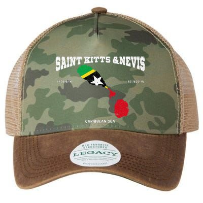 St Kitts Flag And Map St Kitts And Nevis Coordinates Legacy Tie Dye Trucker Hat