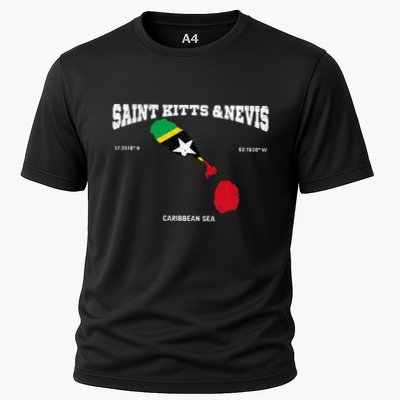 St Kitts Flag And Map St Kitts And Nevis Coordinates Performance Shirt