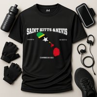 St Kitts Flag And Map St Kitts And Nevis Coordinates Performance Shirt