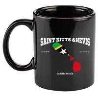 St Kitts Flag And Map St Kitts And Nevis Coordinates 11oz C Handle Ceramic Mug