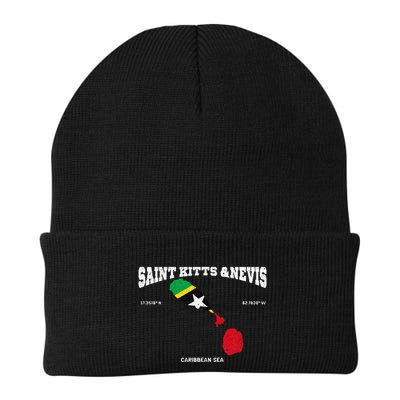 St Kitts Flag And Map St Kitts And Nevis Coordinates Beanie