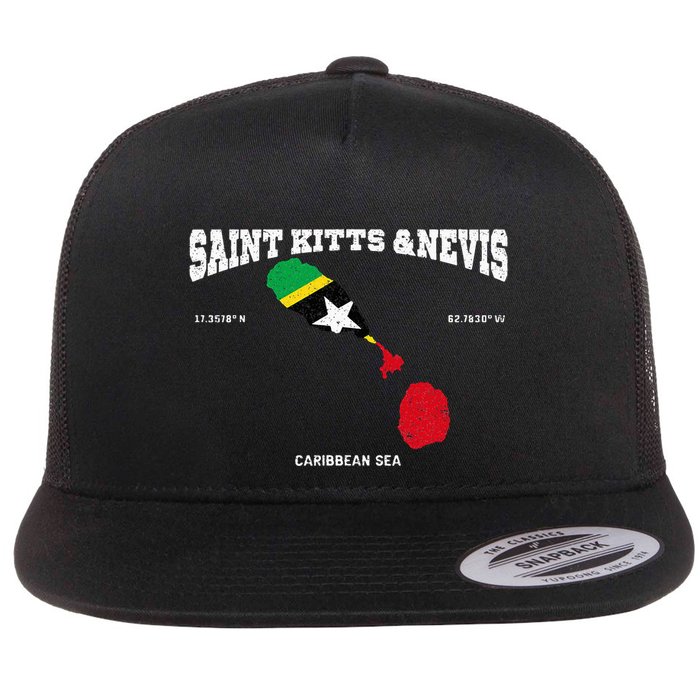 St Kitts Flag And Map St Kitts And Nevis Coordinates Flatbill Hat