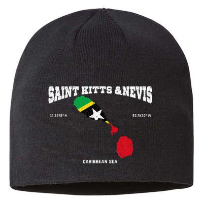 St Kitts Flag And Map St Kitts And Nevis Coordinates Sustainable Beanie