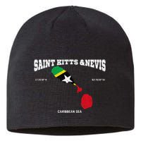St Kitts Flag And Map St Kitts And Nevis Coordinates Sustainable Beanie