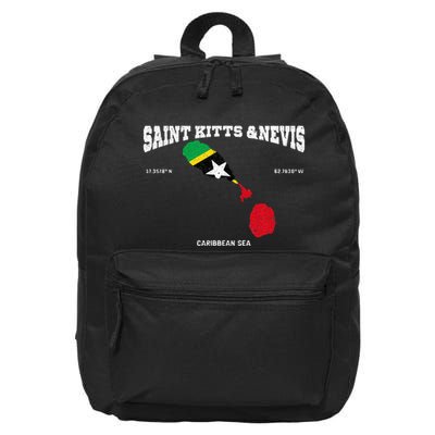 St Kitts Flag And Map St Kitts And Nevis Coordinates 16 in Basic Backpack