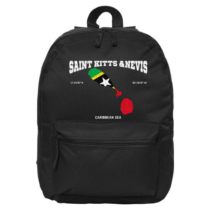 St Kitts Flag And Map St Kitts And Nevis Coordinates 16 in Basic Backpack
