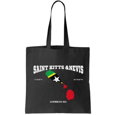 St Kitts Flag And Map St Kitts And Nevis Coordinates Bag