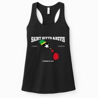 St Kitts Flag And Map St Kitts And Nevis Coordinates Womens Tank Top