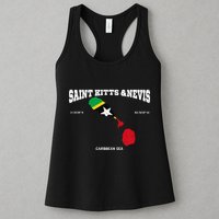 St Kitts Flag And Map St Kitts And Nevis Coordinates Womens Tank Top