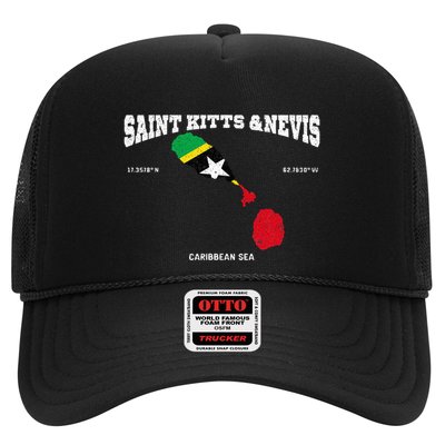 St Kitts Flag And Map St Kitts And Nevis Coordinates Trucker Hat
