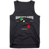 St Kitts Flag And Map St Kitts And Nevis Coordinates Tank Top